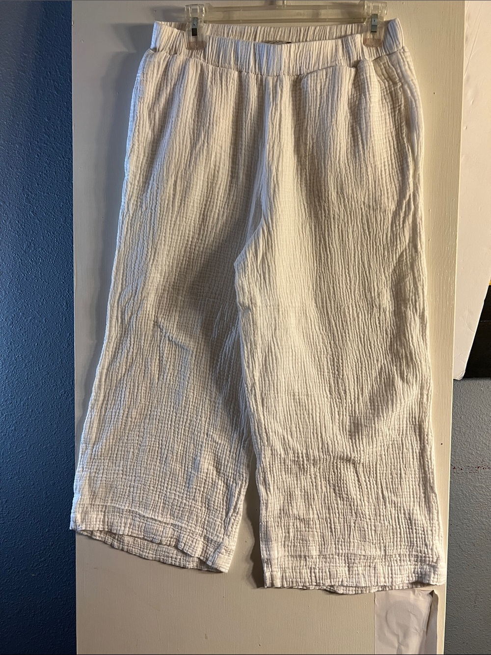 Cynthia Rowley Cream Textured Wide-Leg Pants